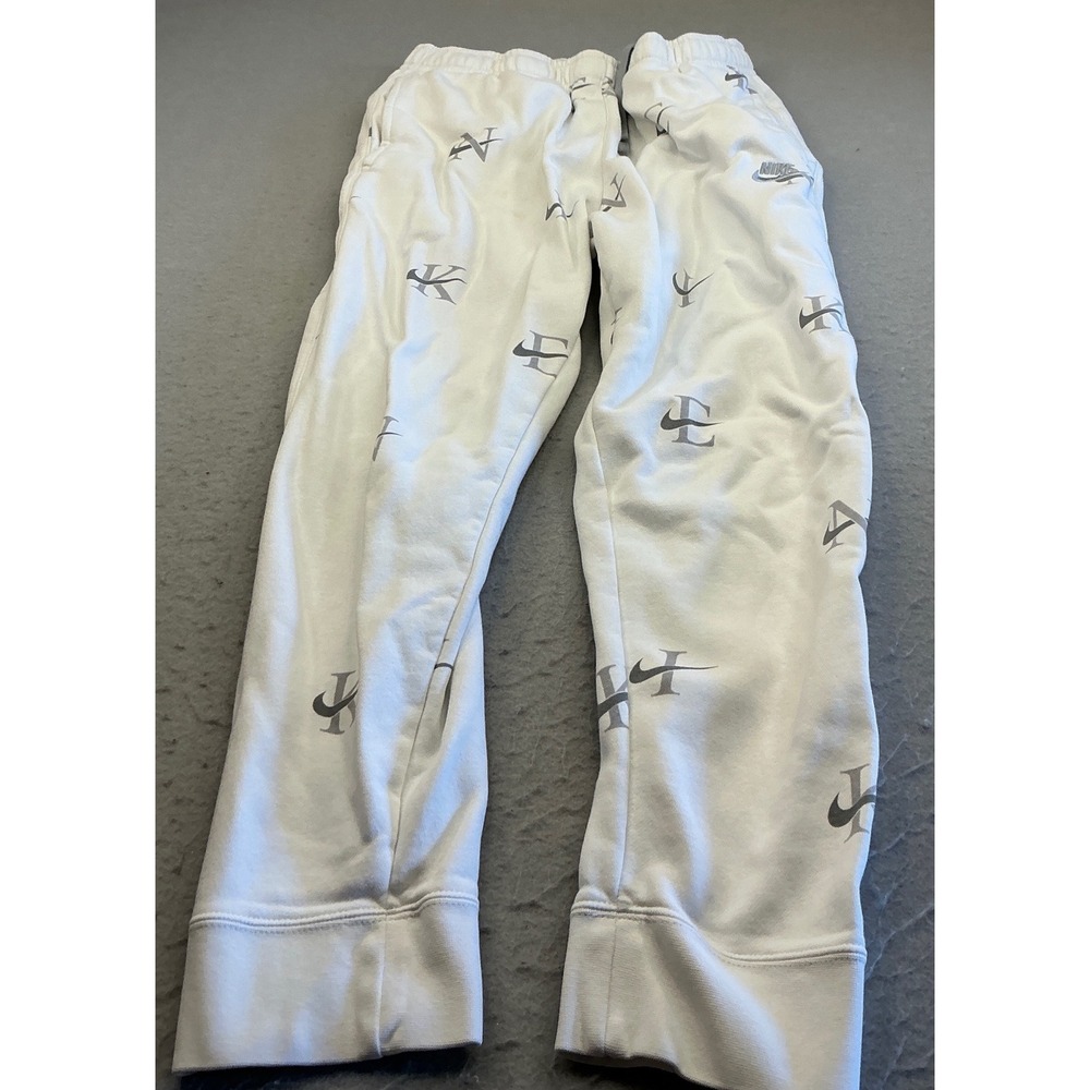 Nike Sweatpants All Over Print‎ Logo Graphic White Fleece Mens Large DV9611-100